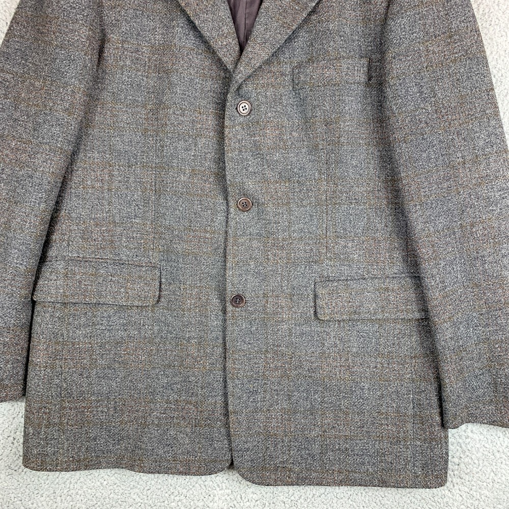 Wall Street Blazer Mens 42 Gray Plaid Tweed Shetland Lambswool Scotland Jacket - Picture 4 of 14